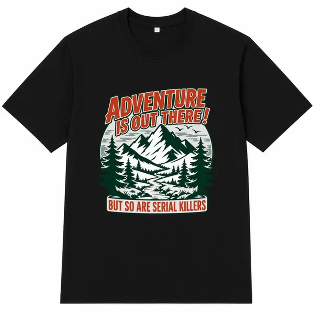 Outdoor Adventure Outfit - T-shirt noir à imprimé lettres pour