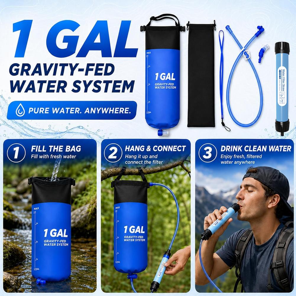 Kit de paille avec sac filtran - Outdoor Adventure Backpack avis et prix
